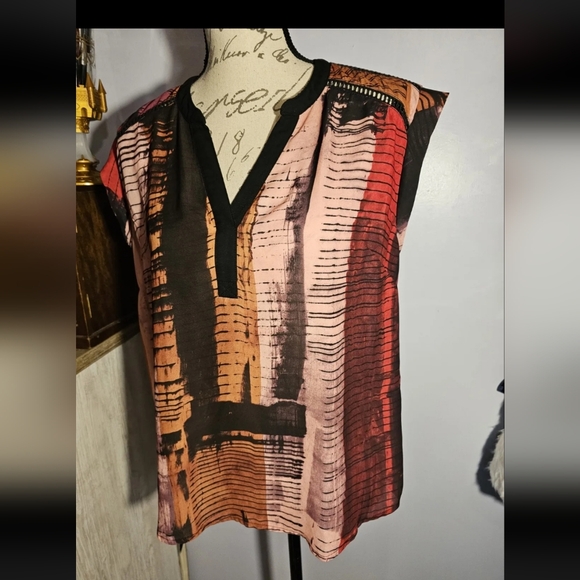 Bar Lll Top Short Sleeves Multicolored Block Ladies Size Large - Picture 2 of 11